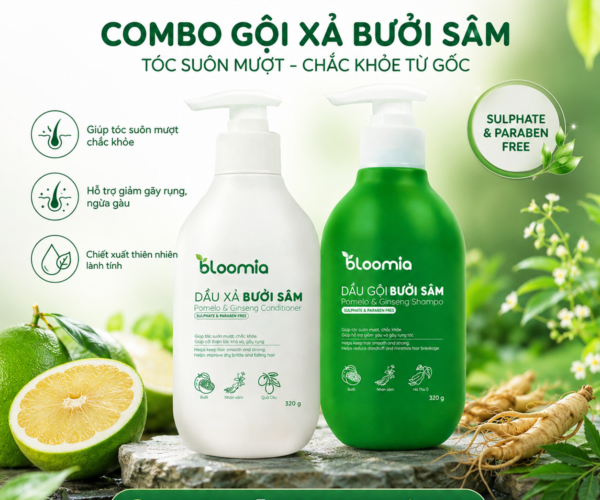 combo dầu gội xả thảo dược bloomia 320g